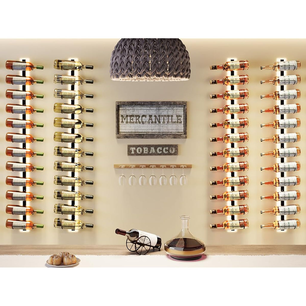 2 Pack 12 Bottle Wall Wine Rack For 24 Wine Bottles, Diy Detachable Wall Mount Wine Rack, Wine Storage Organizer Display Holder Used As One Or Four, For Dining Room, Wine Cellar, Wine Lover Gift