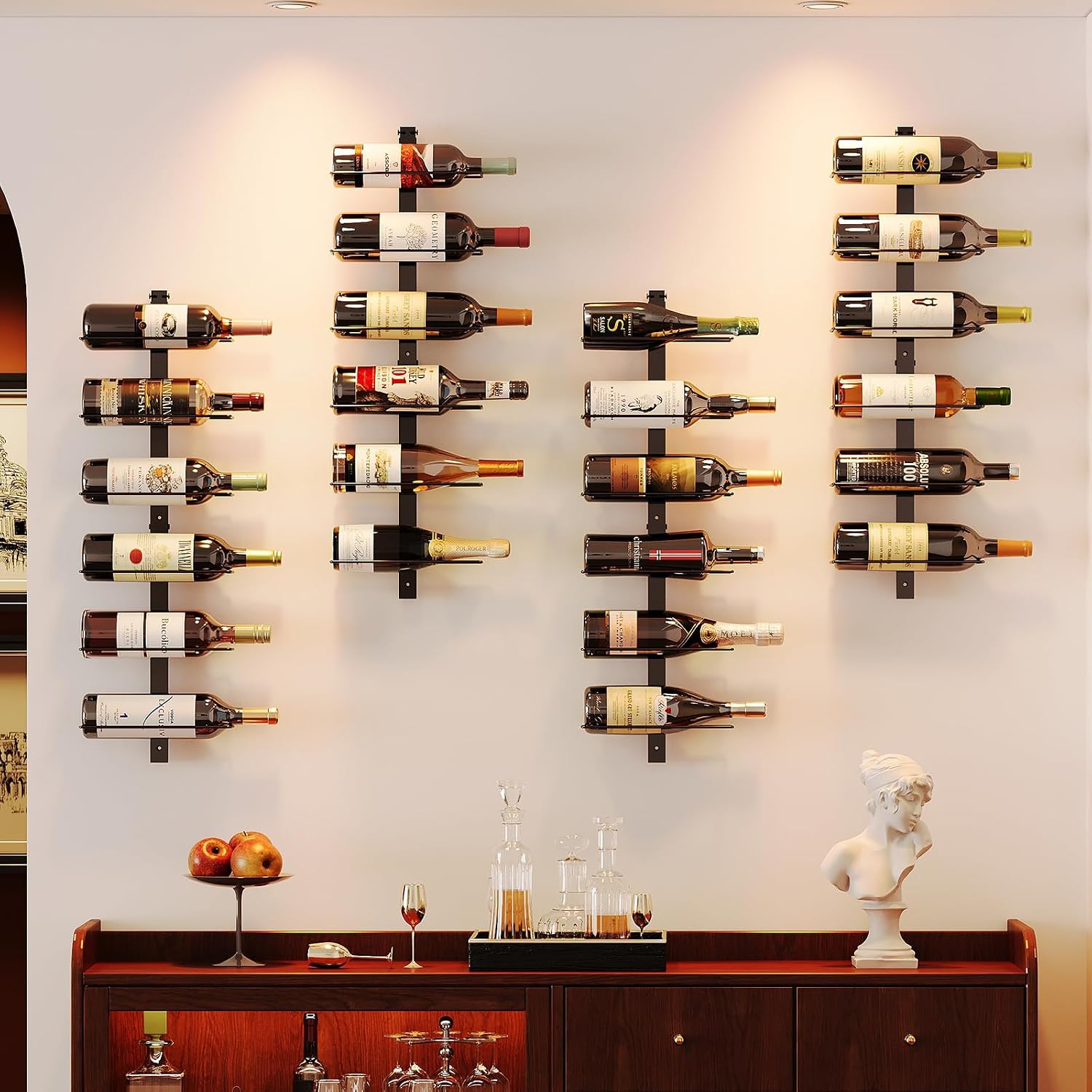 X-Cosrack 12 Bottle Wall-Mounted Wine Rack, Detachable Storage Organizer Used As One Or Four, Diy Wall Hanging Bottle Holder, For Dining Room, Bar, Wine Cellar