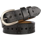 XuoAz Women-Leather-Belt for Jeans Pants Adjustable-Fashion-Casual-Waist-Belts Hollow Flower Belt for Ladies Girls