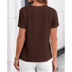 Kirundo Short Sleeve Tops For Women, 2026 Summer Crewneck Knit Plain T-Shirts, Soft Stretchy Basic Tee For Daily Wear Work