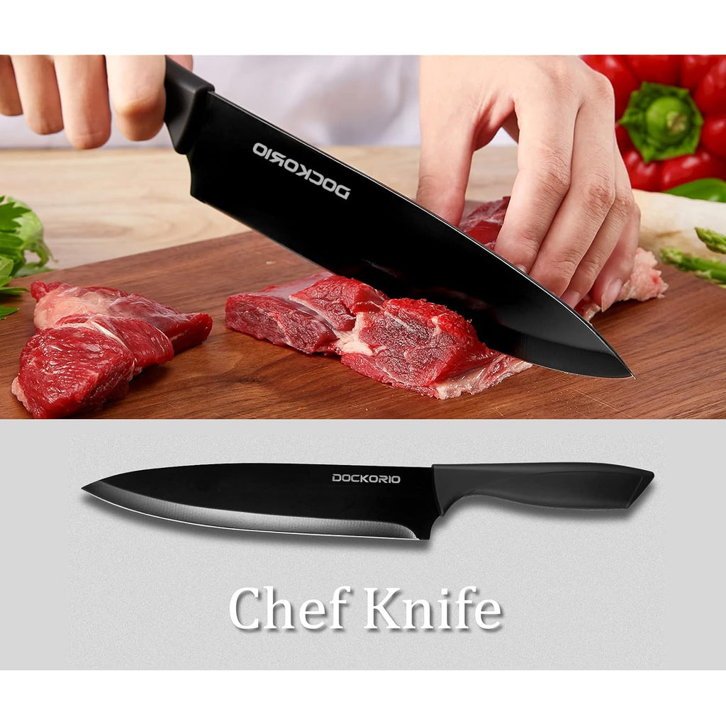 Kitchen Knife Set With Block, 19 Pcs High Carbon Stainless Steel Sharp Includes Serrated Steak Knives Set, Chef Knives, Bread Knife, Scissor, Sharpener, All In One