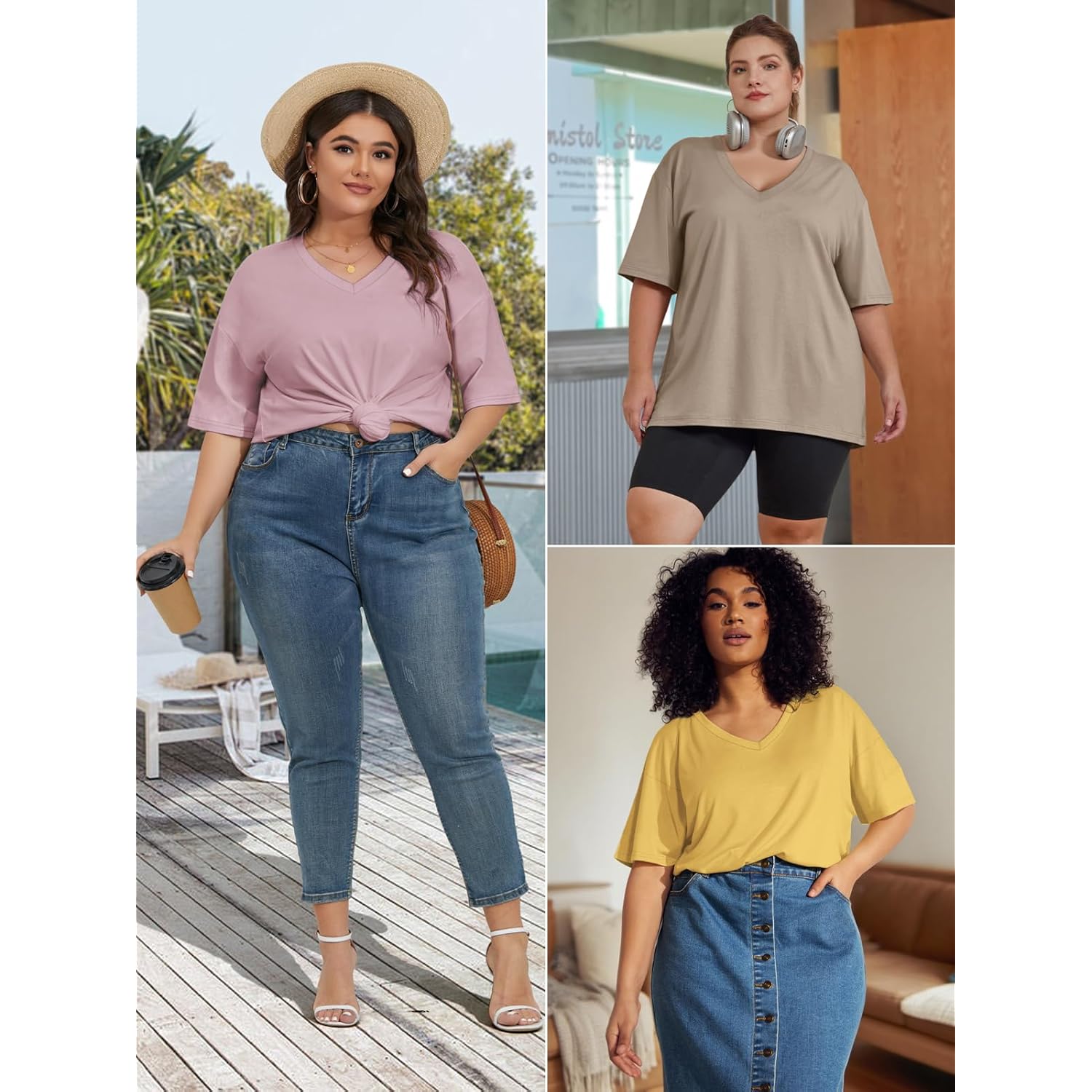 Womens Oversized Shirts V Neck Plus Size Spring Workout Summer Tops Beach Vacation 2026 Gym Clothes Basic Tee