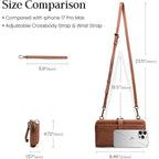Befen Leather Wristlet Wallet For Women Cell Phone Purse With Built In Wallet Vintage Leather Crossdody Bag Clutch Purse