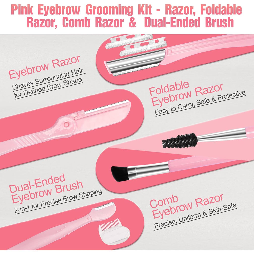 Eyebrow Kit, 17 in 1 Tweezers for Women Facial Hair, Hair Scissors with Comb, Eyebrow Trimmer, Brow Brushes, Hair Tools Travel Bag, Professional Grooming Tweezer Set