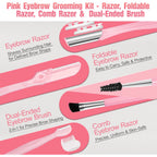 Eyebrow Kit, 17 in 1 Tweezers for Women Facial Hair, Hair Scissors with Comb, Eyebrow Trimmer, Brow Brushes, Hair Tools Travel Bag, Professional Grooming Tweezer Set