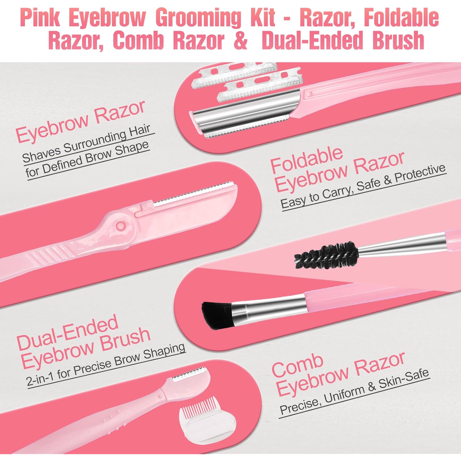 Eyebrow Kit, 17 in 1 Tweezers for Women Facial Hair, Hair Scissors with Comb, Eyebrow Trimmer, Brow Brushes, Hair Tools Travel Bag, Professional Grooming Tweezer Set