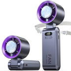 Handheld Portable Turbo Fan With Ice Cooler, Speed (1-199) Rechargeable Personal Fan[20000 Rpm] Small Pocket Fans For Travel/Outdoor/Home/Office, Purple