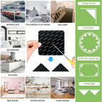 16 PCS Grippers of Rug Pad, Non-Slip Carpet Gripper for Hardwood Floors and Tile, Reusable and Washable Area Carpet Tape, Double-Sided Adhesive Pads, Keeps Corners Flat