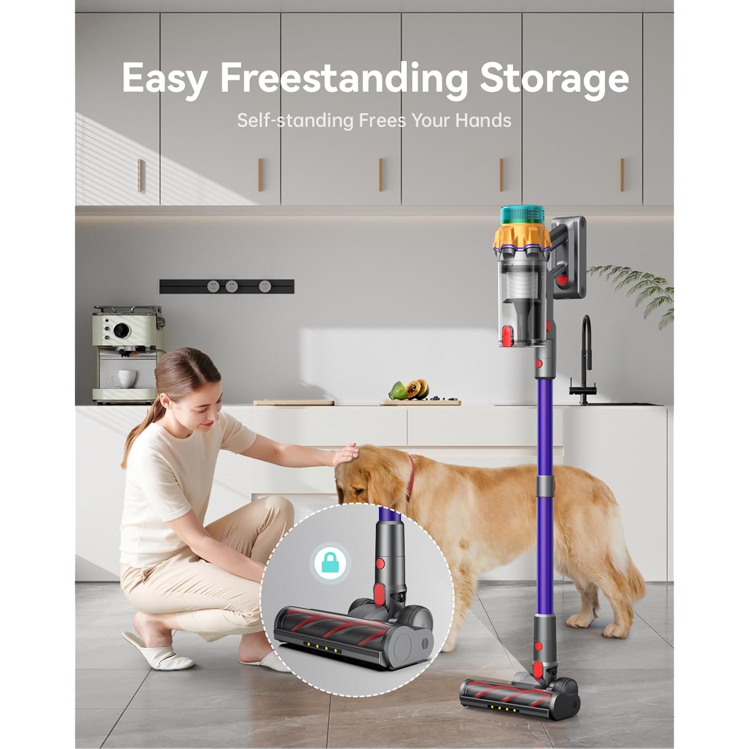 Cordless Vacuum Cleaner, 55Kpa 650W 70Mins Extra-Large Dust Cup Cordless Stick Vacuum, Rechargeable Vacuum Cleaner With Self-Standing, Vacuum Cleaners For Home, Hardwood Floor, Carpet, Pet Hair