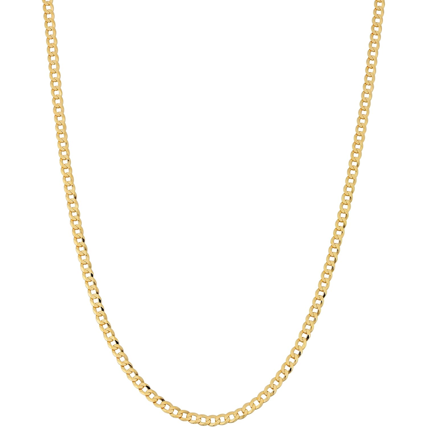 Kooljewelry Real Solid 10k Yellow Gold 2.7 mm Curb Link Chain Necklace for Men and Women (16, 18, 20, 22, 24 or 30 inch)