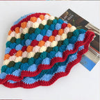 Women'S Crochet Bucket Hat Handmade Knit Cloche Beanie Foldable Floppy Sun Hat Cute Fishing Hat Floral Cap Trendy Outdoor