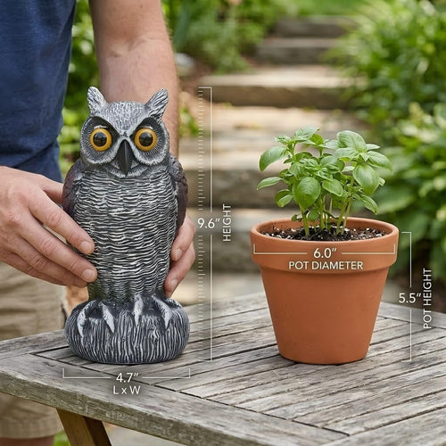 3-Pack Owl Decoys For Bird Deterrent - Weatherproof Bird Repellent Devices For Outdoor Use - Plastic Owls To Scare Birds Away And Control Garden Pests