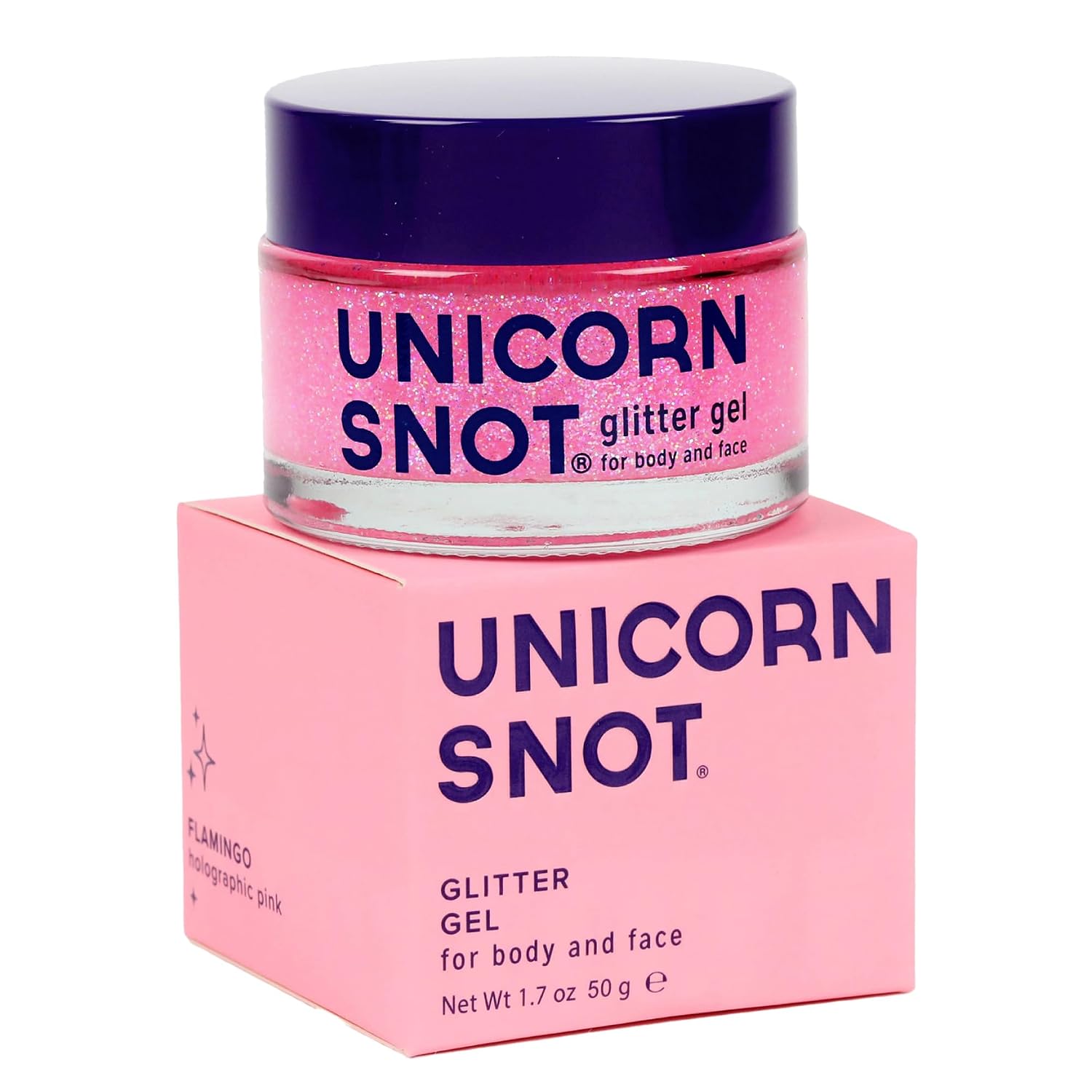 Unicorn Snot Holographic Face Glitter & Body Glitter Gel | Hair Glitter, Vegan & Cruelty Free, 1.7 Oz Pink Glitter (Flamingo)