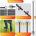 Letianpai 8 Pack String Light Poles,10 Ft Metal Poles With Fork For Outdoor String Lights,Outdoor Light Poles With Fork,Poles/Post/Stand For Outside