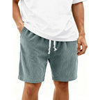 Mens Corduroy Shorts Casual 7 Inch Elastic Waist Drawstring Summer Beach Loose Fit Shorts