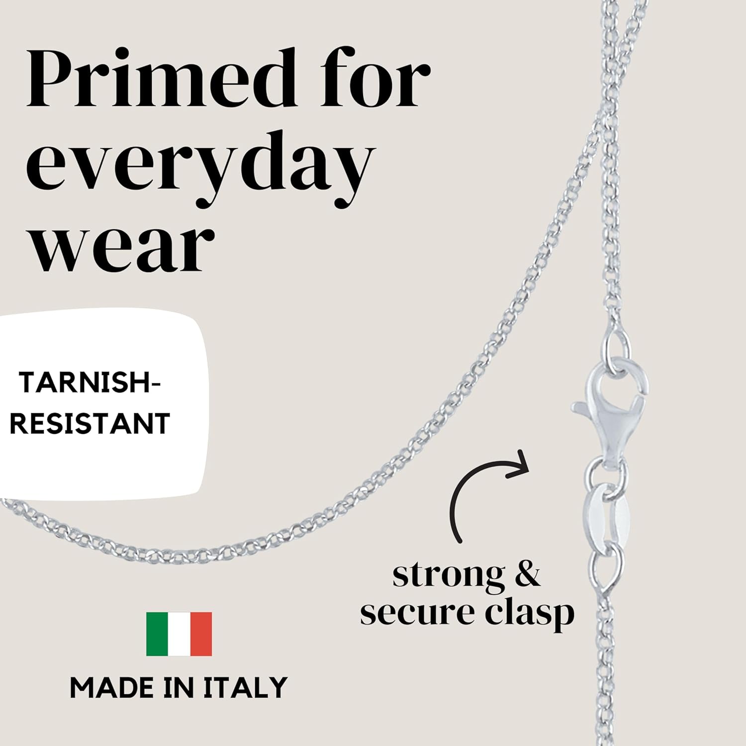 KISPER Solid 925 Sterling Silver Chain Necklace for Women Thin & Secure - Italian 1.6mm Diamond Cut Cable Link with Lobster Clasp - Made in Italy (16-30 Inch)