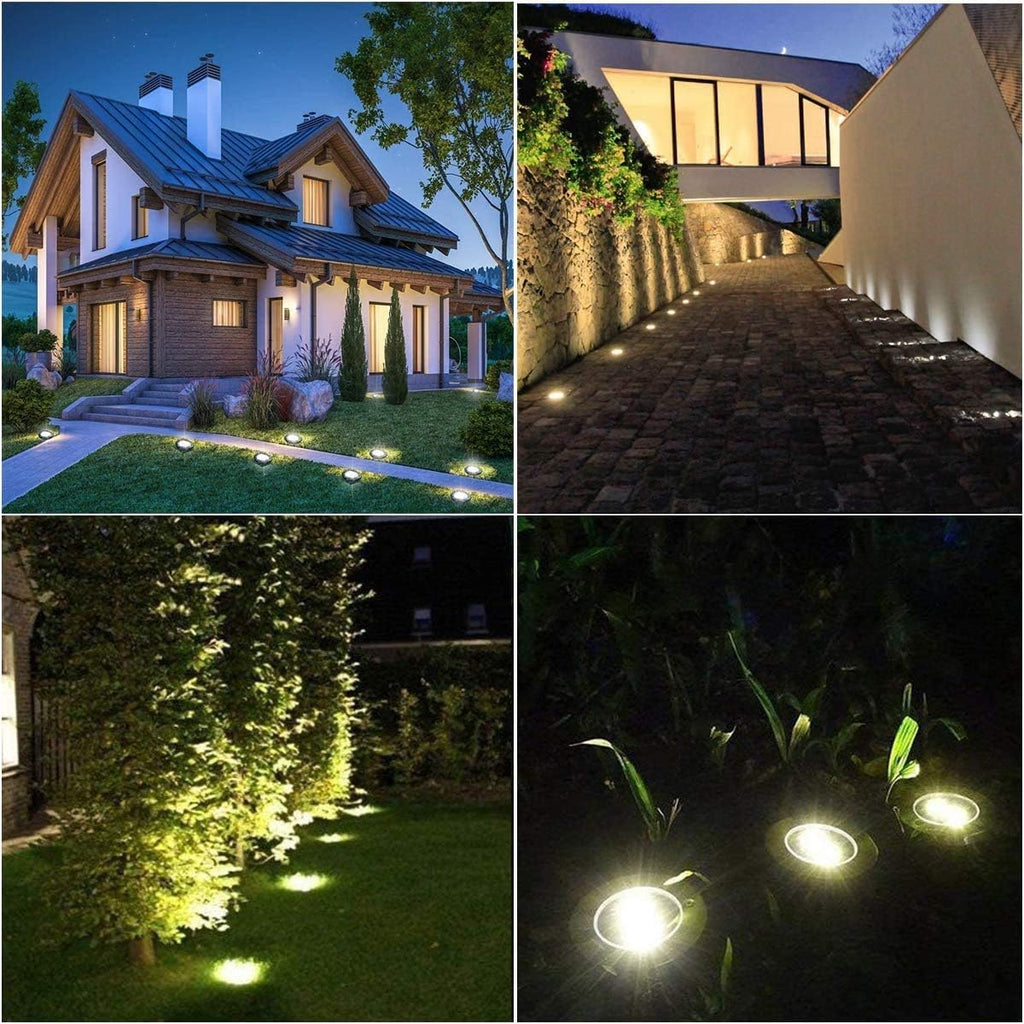 4.6 Inch Diameter Solar Ground Lights, Waterproof Solar Garden Lights, Outdoor Garden Waterproof Bright In-Ground Light, Landscape Lighting For Pathway,Yard,Lawn,Patio,Walkway (12 Pack Warm Light)