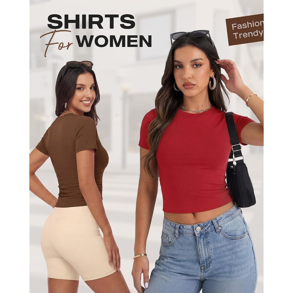 Gayhay Shirts For Women - Slim Fit Short Sleeve Crop Top Crew Neck Casual Basic Tees Spring Summer Fashion Clothing 2026