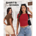 Gayhay Shirts For Women - Slim Fit Short Sleeve Crop Top Crew Neck Casual Basic Tees Spring Summer Fashion Clothing 2026