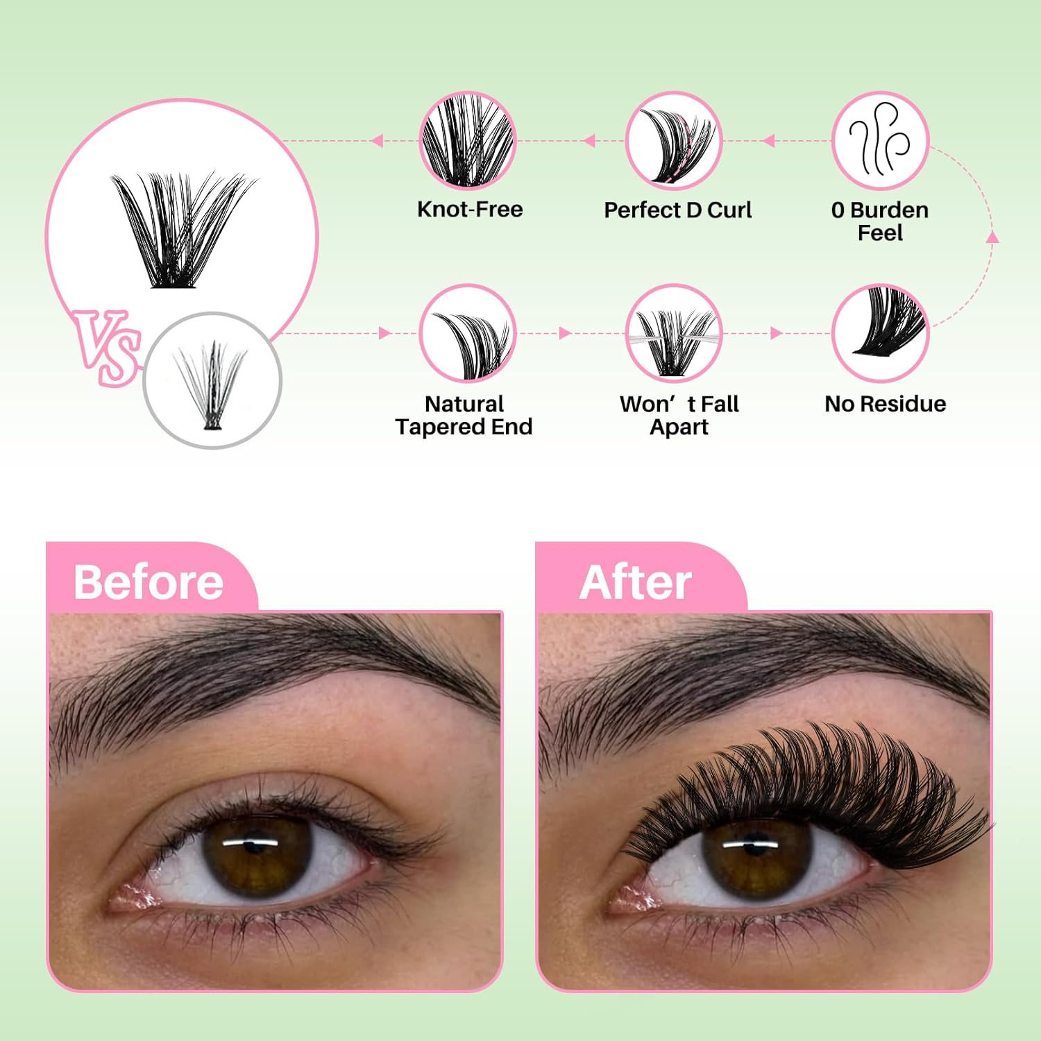 Lash Clusters Kit for Beginners Eyelash Clusters Kit Lashes Clusters Kit Cluster Lashes Pestañas Postizas Naturales with Lash Bond&Seal,Lash Tweezers,Brush RITALASH(640pcs 20D+40D+60D+80D Kit,9-16mm)