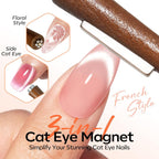 modelones Cat Eye Magnet, 10PCS Cateye Magnet for Nails Cat Eye Gel Nail Polish Tools Heart Hole Square Powerful 3-in-1 Dual Head Magnetic Wand Heart French Floral Effect Salon DIY Use Gift