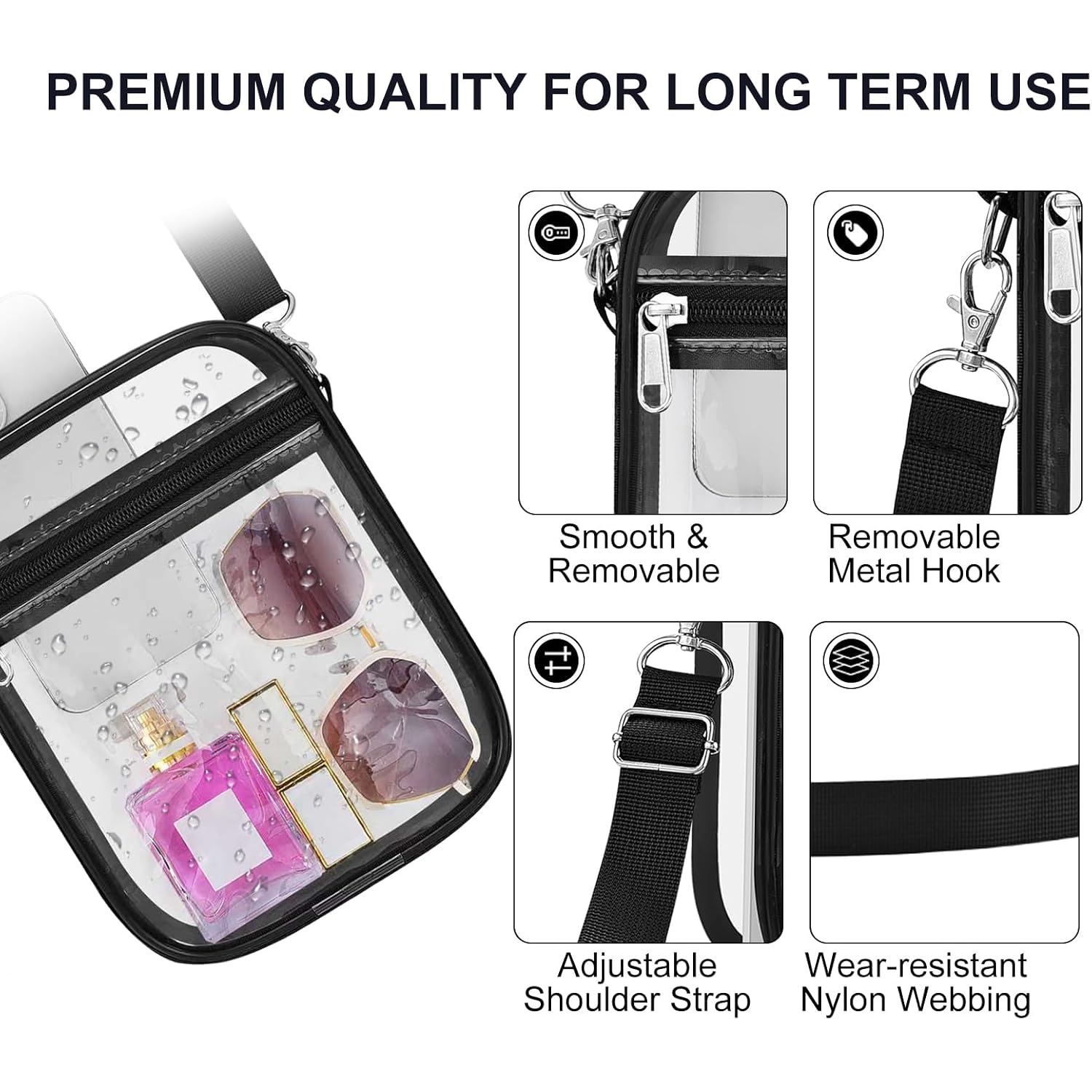 Clear Bag Stadium Approved Clear Purse For Women Clear Crossbody Bag For Stadium Events Concerts Festivals