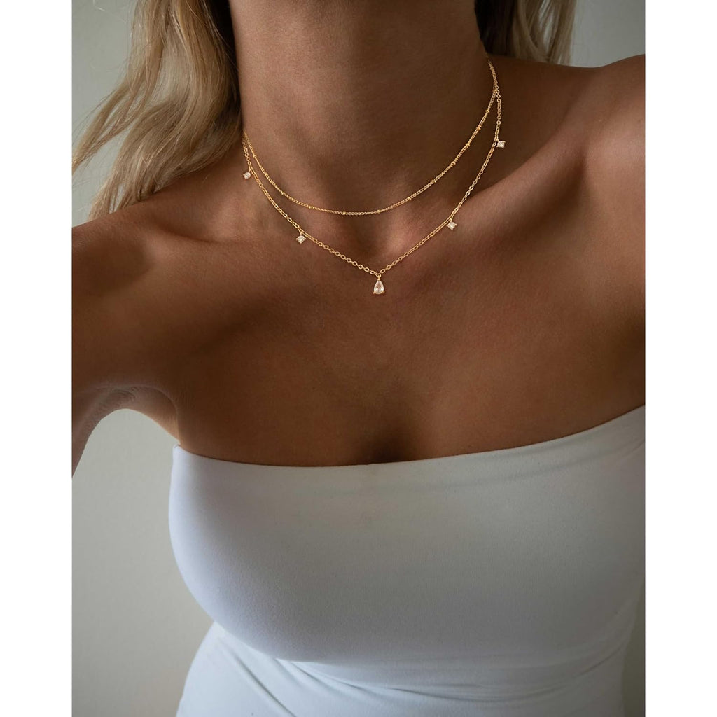 Layered Necklaces For Women,Dainty Gold Plated Necklace Stack Prom Layering Necklaces For Women Trendy Chain Cross Choker Necklace Set Fashion Accessories
