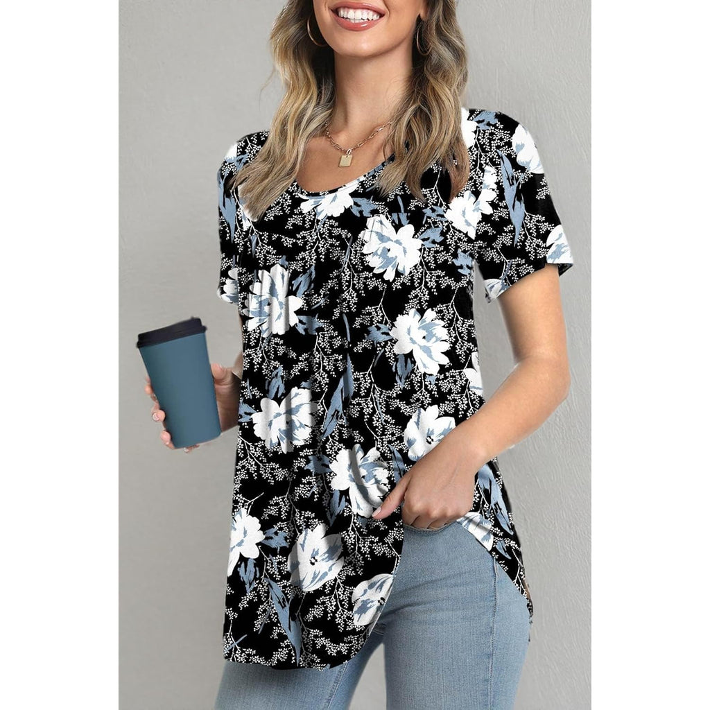 Womens Tunic Tops 2026 Short Sleeve Shirts Summer Casual Tee Comfy Blouses S-4XL