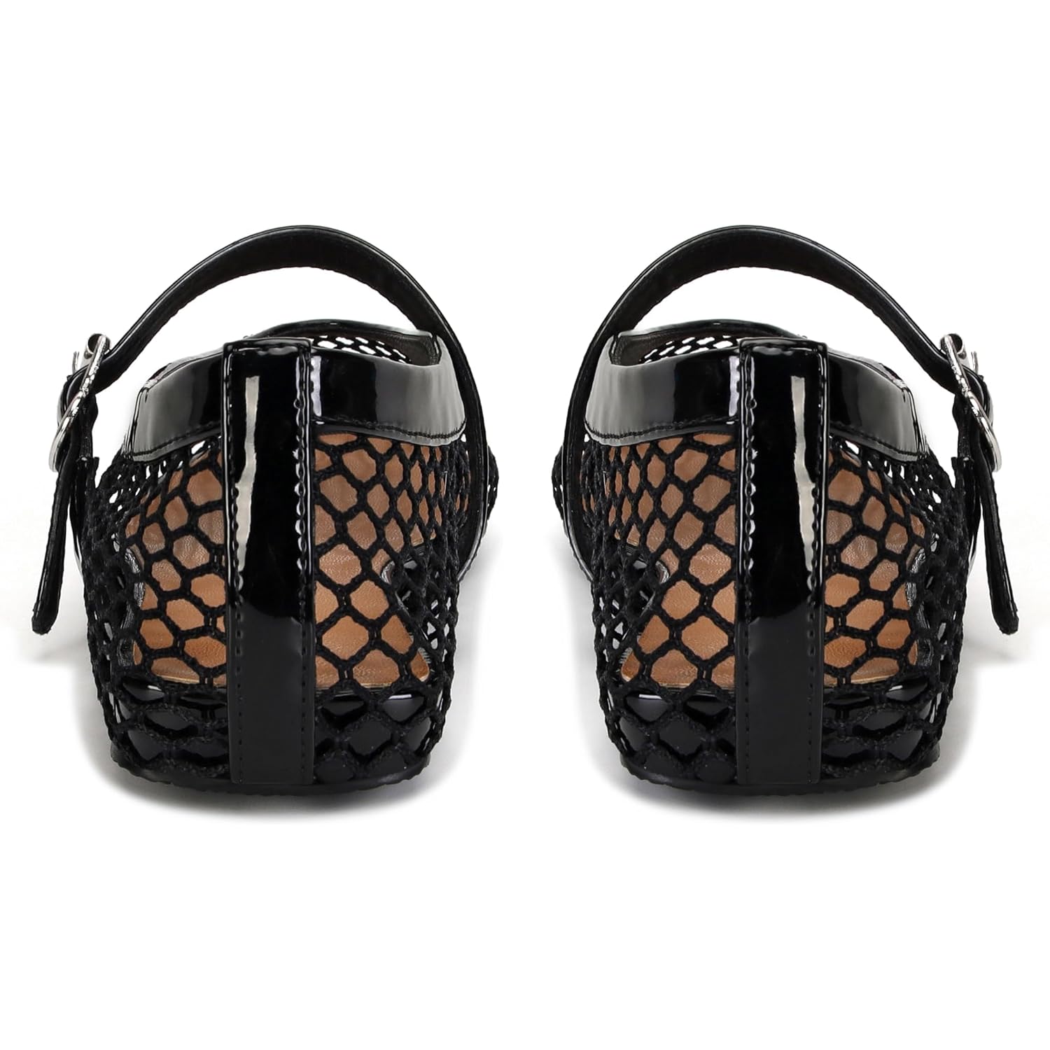 Doeyg Mesh Ballet Flats For Women Buckle Strap Comfy Casual Office Fishnet Ballerina Flat Shoes