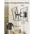 monTEK Full Motion TV Wall Mount for 23–65 Inch Flat & Curved TVs and Monitors, Swivel & Tilt Articulating Bracket, Max VESA 400x400mm, Holds up to 77 lbs, Perfect Center Design
