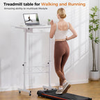 Comhoma Standing Desk Adjustable Height & Tiltable Tabletop, Portable Stand Up Desk For Laptop, Mobile Folding Desk For Home Office Work And Walking Pad Treadmill, Height 30.7"-46.4", White