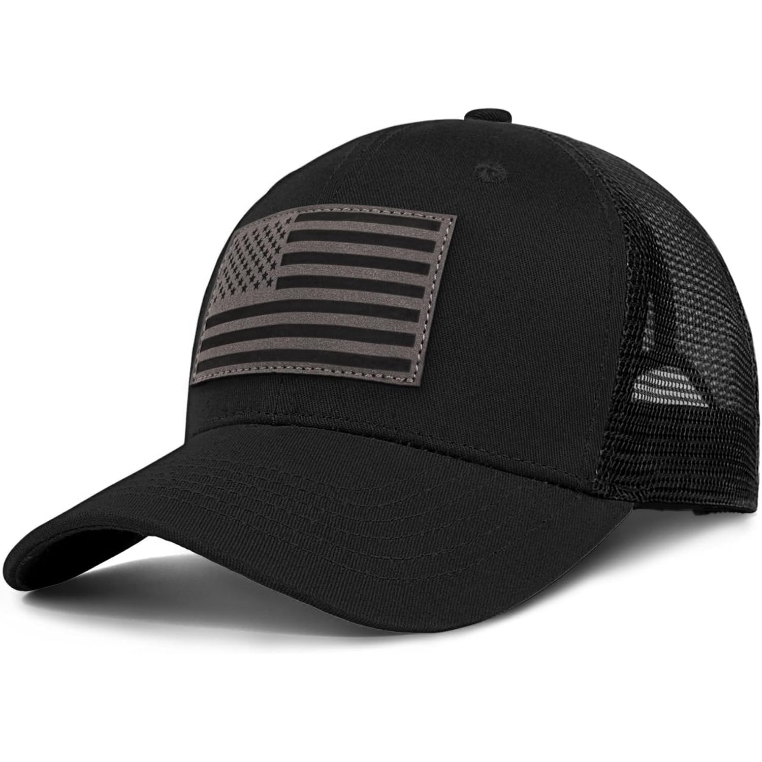 American Flag Trucker Hat - Snapback Hats for Men Women Baseball Cap - Breathable Mesh & Adjustable Fit for Casual Wear Black-1