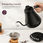 Cosori Electric Gooseneck Kettle with 5 Temperature Control Presets, Pour Over Kettle for Coffee & Tea, Hot Water Boiler, 100% Stainless Steel Inner Lid & Bottom, 1200W, 0.8L, Black