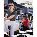 3 Pack Basic Tees for Women - Crew Neck Slim Fit Tight T Shirts Cute Y2K Trendy Crop Tops Clothes for Casual Summer