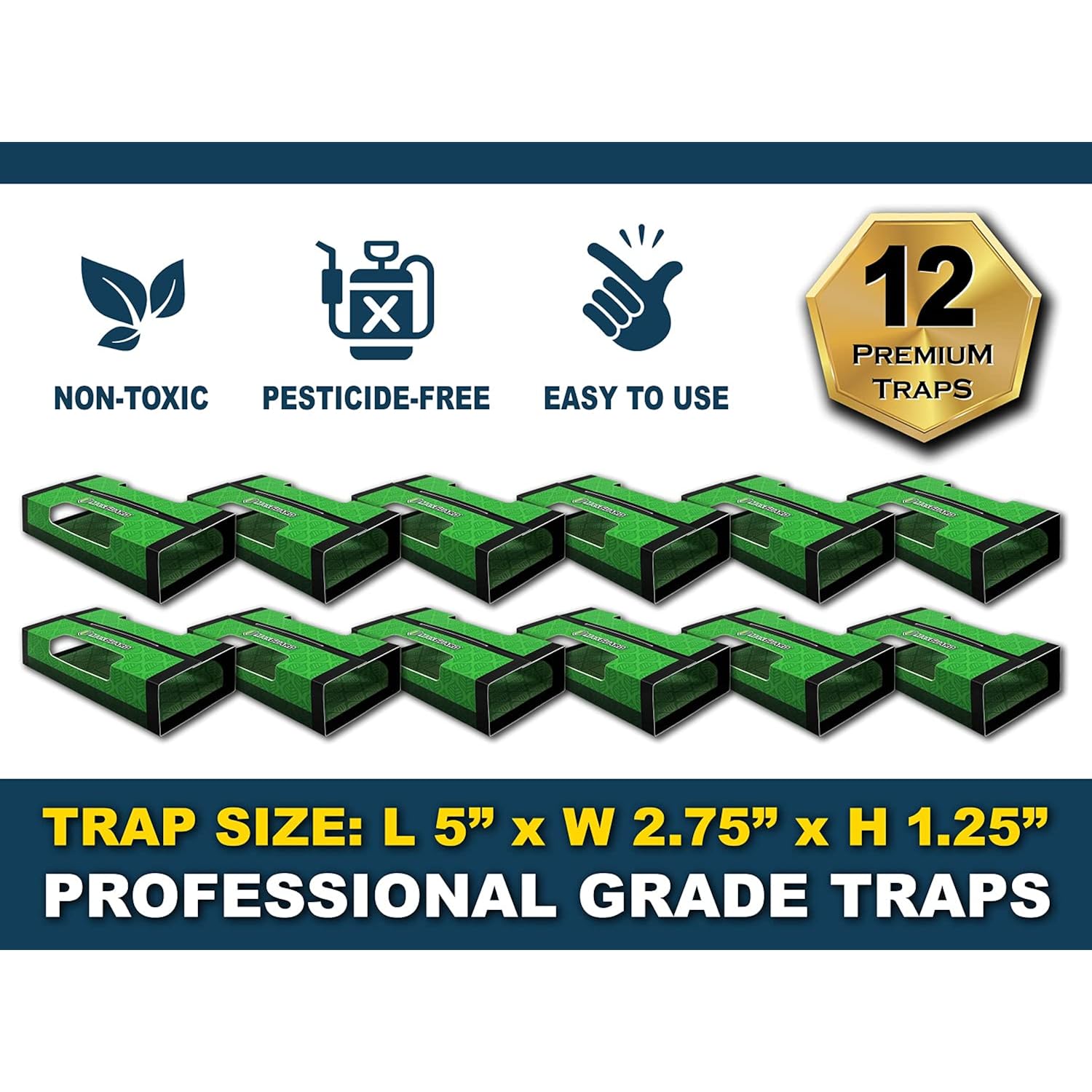 Maxguard Spider + Insect Traps (12 Pcs Box Trap) | Non-Toxic Extra Sticky Glue Traps, Kill Black Widow Hobo Brown Recluse Spiders And Other Crawling Bugs & Insects |