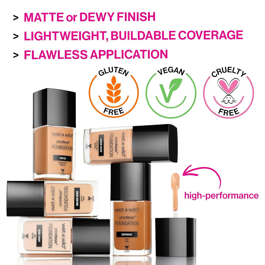 Wet N Wild Photo Focus Dewy Liquid Foundation Makeup, Buff Bisque