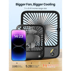 Warmco D3 10000Mah Portable Travel Fan 7-Inch, Up To 24H Runtime | Ultra-Slim, Quiet Operation, Battery Powered Fan With Digital Display For Sleeping, Camping, Office, Cruise Essentials