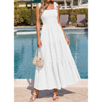 Btfbm Women'S 2026 Summer Boho Spaghetti Strap Dress Casual Sleeveless Smocked A Line Beach Sundress Long Maxi Dresses