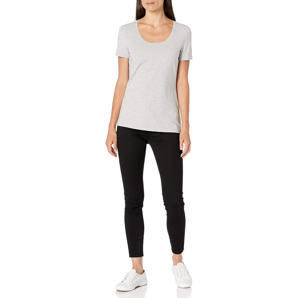 Amazon Essentials Women's Regular-Fit Short-Sleeve Scoop Neck T-Shirt, Summer Casual, Pack of 2