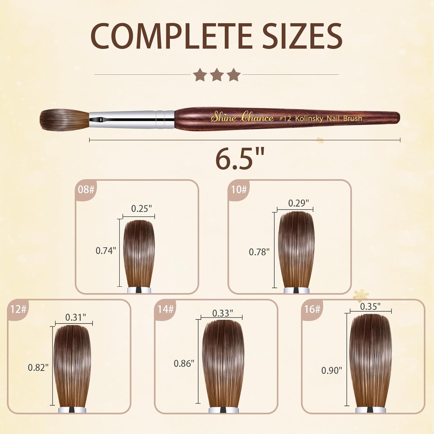 Acrylic Nail Art Brush - Size 16, 100% Pure Kolinsky Hair Oval Nail Brush for Professional Acrylic Application, DIY Home Salon