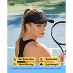 SUNMECI Mesh Breathable Sports Visor - Men Women Adjustable Lightweight Quick Dry Sun Hat for Tennis, Golf, Running