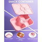 Canfanni 4 Pcs Bento Snack Box Containers, 4 Compartment Divided Stackable Food Storage Containers With Lids, Meal Prep Lunch Container With Sauce Cups