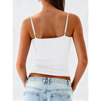 Tank Tops for Women Square Neck Adjustable Spaghetti Strap Double Lined Camisole Tops Summer Basic Cami Shirts