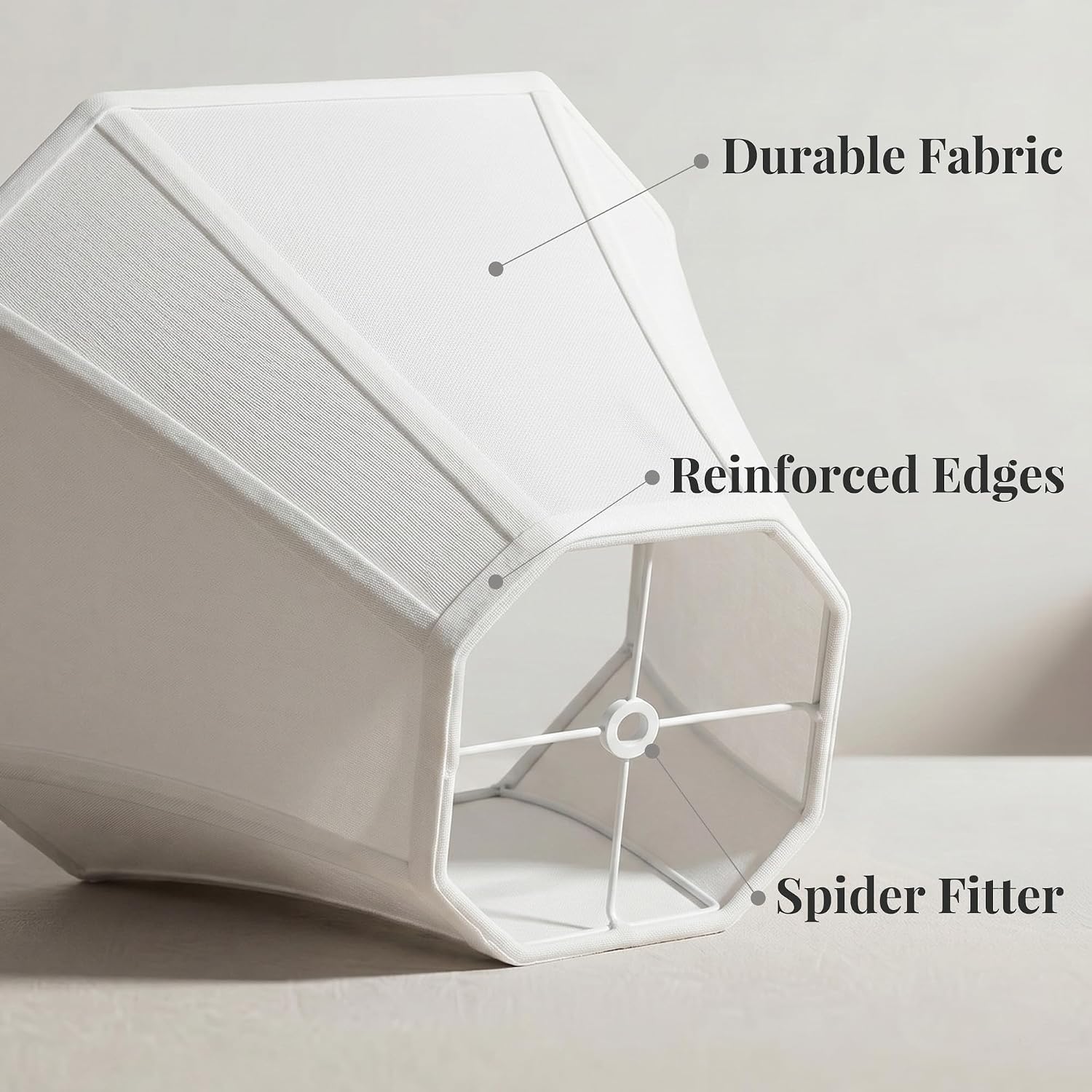Lamp Shades Set Of 2, Includes Harps, White Medium Lampshades (6.5"X13"X10.8"), Classic Square Cut Corner Fabric Replacement Shade With Spider Fitter For Table Lamps, Classic Home Decor