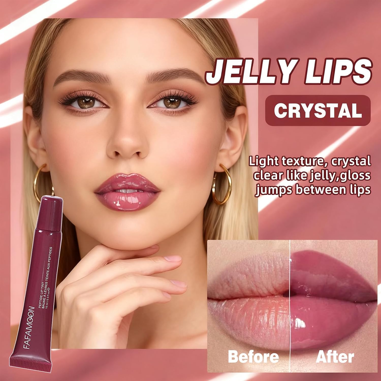 Lip Jam Hydrating Lip Gloss | Glitter Glossy Plumping Lipgloss | High Shine Glass Finish Nude Colors Shiny Jelly Liquid Lipstick For Women (5 Colors Set)