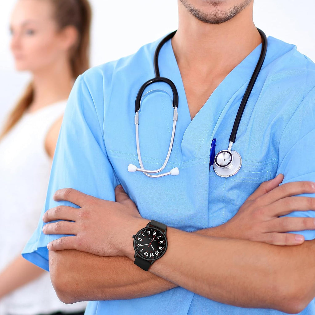 Ibso Nurse Watch For Nurse Medical Professionals Men Women Easy To Read Dial Wristwatches Silicone Band Second Hand Watches