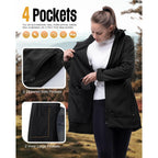 33,000Ft Women'S Waterproof Softshell Long Rain Jacket With Hood Fleece Lined Windproof Windbreaker