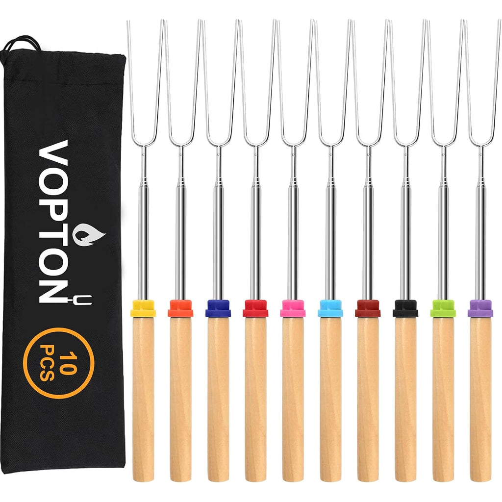 10 Pcs Marshmallow Roasting Sticks For Fire Pit Long 32Inch, Smores Sticks Skewers, Smores Kit For Fire Pit, Premium Telescoping Hot Dog Roasting Sticks For Campfire Accessories Outside Camping Vopton