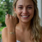 Love You This Much Sentimental Stepped Up Mom 18k Gold Sunflower Bracelet | 6.5-8" Adjustable | Meaningful Bonus Mom Gift | Birthday Gift for Stepmom | Best Stepmother | Luxury Gift Box