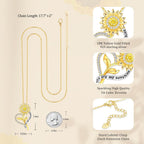 Gift for Wife Women-18k Gold Plated Sunflower Necklace for Women Anniversary Birthday Gold Jewelry You Are My Sunshine Pendant Necklaces Gifts for Her Girlfriend Mom Grandma Daughter